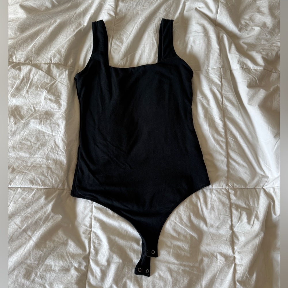Abercrombie & Fitch Soft A&F Black Square Neck Bodysuit - Size M - Double Lined